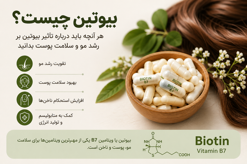 بیوتین چیست؟ هر آنچه باید درباره تأثیر بیوتین بر رشد مو و سلامت پوست بدانید