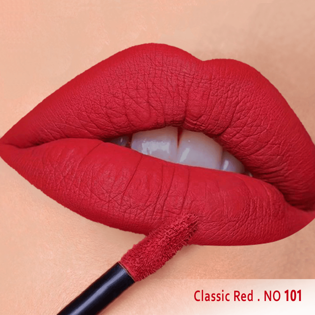 رژ لب  رژ لب مایع مخملی مات سرژه کد 101 (Classic Red)